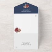 Botanische Hochzeit von Navy Blue Burgundy Bloom R All In One Einladung (Außenbereich)
