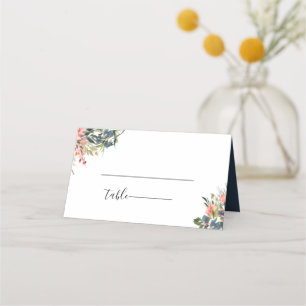 Botanische Hochzeit von Navy Blue Coral Platzkarte
