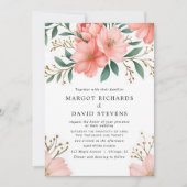 Botanische Hochzeit von Peach Coral Floral Spring Einladung (Vorderseite)