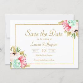 Botanische Hochzeit von Peony Watercolor Save The Date