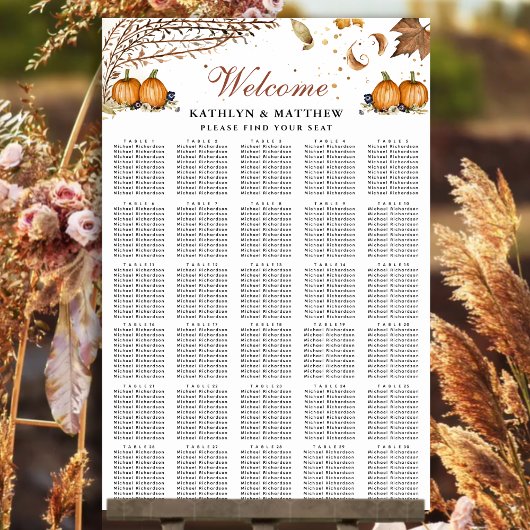 Botanische Hochzeit von Rustic Pumpkin 30 Tischsit Poster