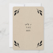 Botanische Hochzeit von schwarzem Leaf mit moderne Einladung (Rückseite)