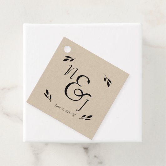 Botanische Hochzeit von schwarzem Leaf mit moderne Geschenkanhänger (Beispiel)