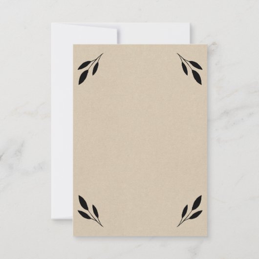 Botanische Hochzeit von schwarzem Leaf mit moderne RSVP Karte (Rückseite)