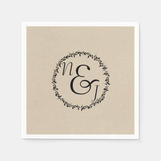 Botanische Hochzeit von schwarzem Leaf mit moderne Serviette (Vorderseite)