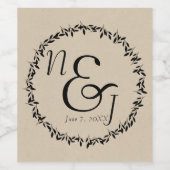 Botanische Hochzeit von schwarzem Leaf mit moderne Weinetikett (Einzelnes Label)