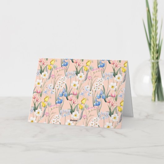 Botanische Hochzeit von Springblumen Dankeskarte (Rückseite)