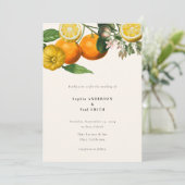 Botanische Hochzeit von Vintag Lemon Citrus Einladung (Stehend Vorderseite)