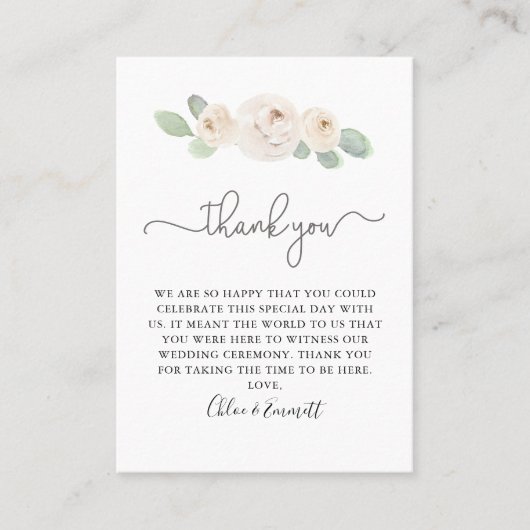 Botanische Hochzeit von White Rose Danke Platzkart Platzkarte (Vorderseite)