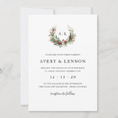 Botanische Hochzeit zu Weihnachten Einladung (Vorderseite)