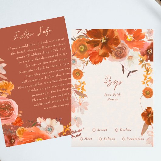 Botanische Hochzeiten mit Creme und Kupfer RSVP Karte