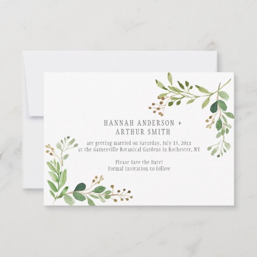 Botanische Hochzeiten speichern das Datum der Einl Einladung (Vorderseite)