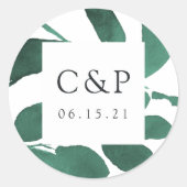 Botanische Hochzeitmonogramm Runder Aufkleber (Vorderseite)