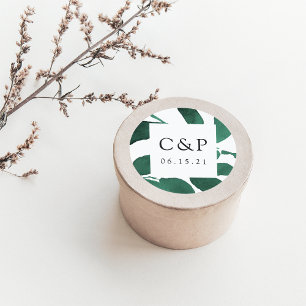 Botanische Hochzeitmonogramm Runder Aufkleber