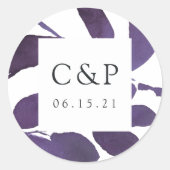 Botanische Hochzeitmonogramm Runder Aufkleber (Vorderseite)