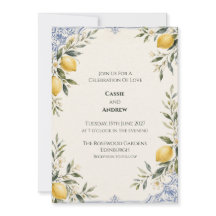 Botanische Hochzeits-Einladung Lemon Blue