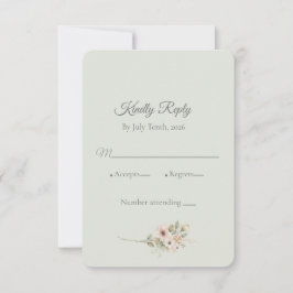 Botanische Hochzeits-RSVP in Soft Sage RSVP Karte