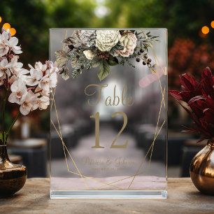 Botanische Hochzeitsacryl-Tischnummer Acryleinladungen