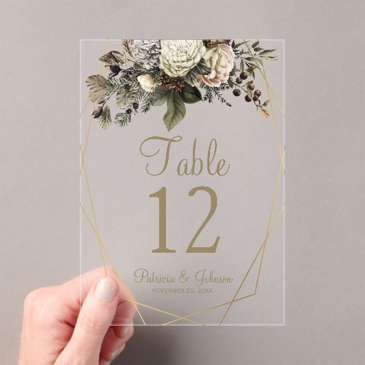 Botanische Hochzeitsacryl-Tischnummer Acryleinladungen (Insitu (Handheld))