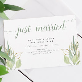 Botanische Hochzeitsankündigung von Rustic Green A Postkarte