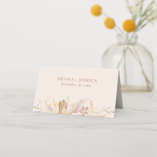 Botanische Hochzeitscreme Burnt Orange personalisi Platzkarte (Rückseite)