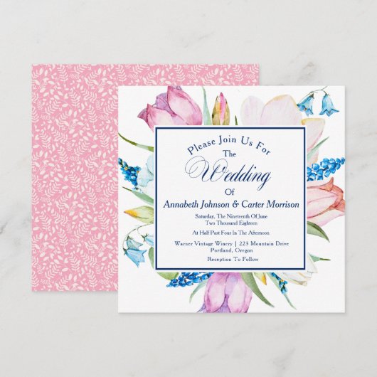 Botanische Hochzeitseinladung Einladung (Vorne/Hinten)