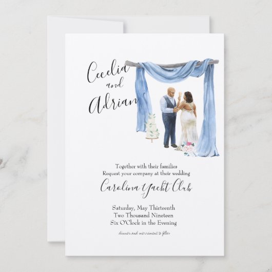 Botanische Hochzeitseinladung von Black Couple Spr Einladung (Vorderseite)