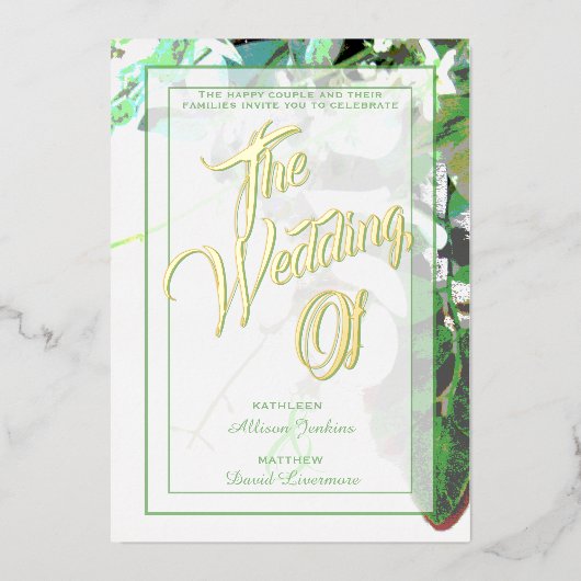 Botanische Hochzeitseinladungen für Grünpflanzen u Folieneinladung (Vorderseite)