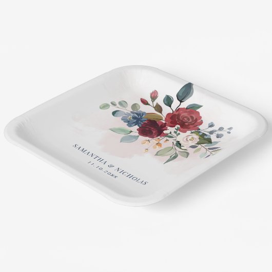 Botanische Hochzeitsempfang Pappteller (Gewinkelt)