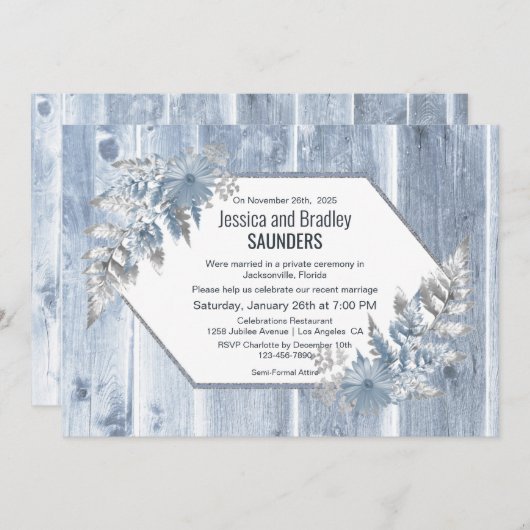 Botanische Hochzeitsempfehlung für rustikales Dust Einladung (Vorne/Hinten)