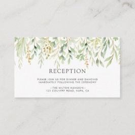 Botanische Hochzeitsempfehlung in grünen Blättern Begleitkarte