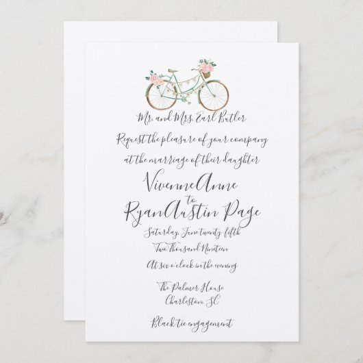 Botanische Hochzeitsfeier Einladung (Vorne/Hinten)