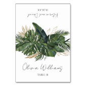Botanische Hochzeitsfeier im tropischen Grünen Pla Tischnummer (Vorderseite)