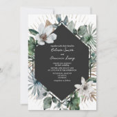 Botanische Hochzeitsfeier in Tropical und Gold Einladung (Vorderseite)