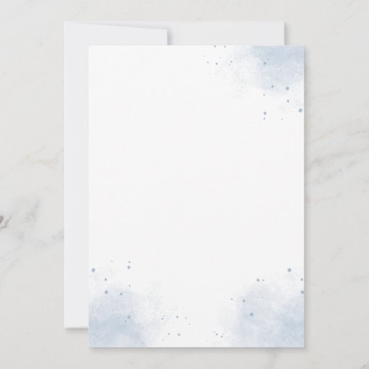 Botanische Hochzeitsfeier mit blauem Wasser Einladung (Rückseite)