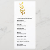 Botanische Hochzeitsfeier mit einfachem Goldleder Programm (Vorderseite)