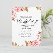 Botanische Hochzeitsfeier mit Wasserfarbe Sakura Einladung (Stehend Vorderseite)