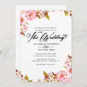 Botanische Hochzeitsfeier mit Wasserfarbe Sakura Einladung (Vorne/Hinten)