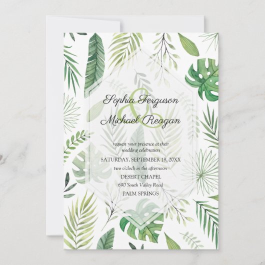 Botanische Hochzeitsfeiern im tropischen Grünen (Vorderseite)