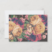 Botanische Hochzeitskarte für dunkle Rose Einladung (Rückseite)