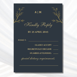 Botanische Hochzeitskarte für Holzkohle RSVP Karte