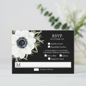 Botanische Hochzeitskarte für Schwarz-Weiß-Anemone RSVP Karte (Stehend Vorderseite)