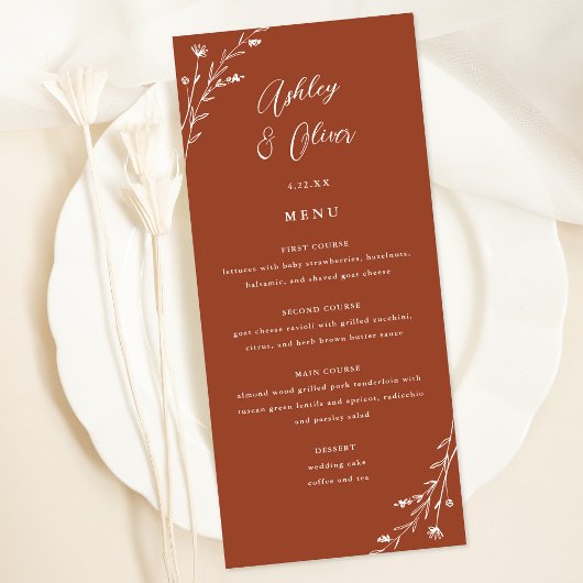 Botanische Hochzeitskarte Rustic Terracotta Programm