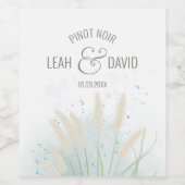 Botanische Hochzeitskarten an der Küste Weinetikett (Einzelnes Label)