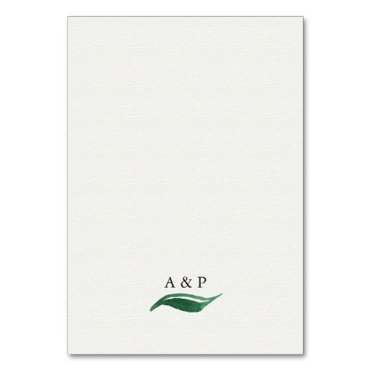 Botanische Hochzeitskarten für Grüne Wasserfarbe Tischnummer (Rückseite)