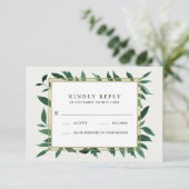 Botanische Hochzeitskarten für Grüne Wasserfarben RSVP Karte (Stehend Vorderseite)