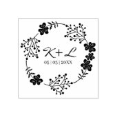 Botanische Hochzeitskranz mit Initialen Gummistempel (Prägung)