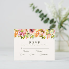 Botanische Hochzeitsmahlzeit aus Burgund RSVP Karte
