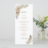Botanische Hochzeitsmenüs von Green & Gold Boho Menükarte (Stehend Vorderseite)