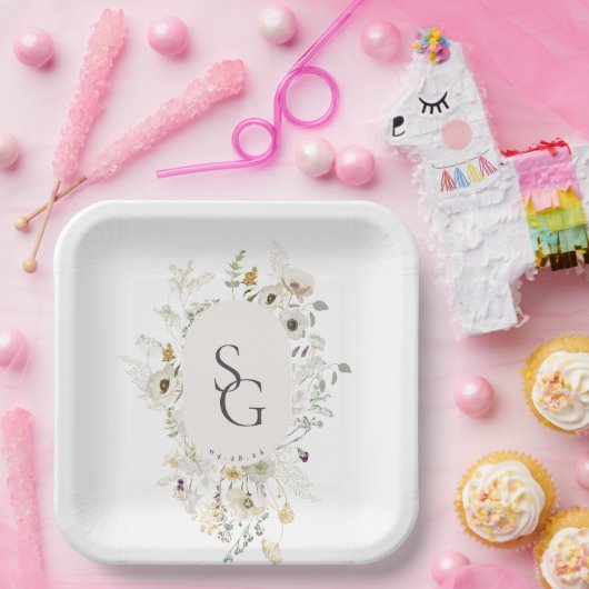 Botanische Hochzeitspapier-Teller Pappteller (Party)